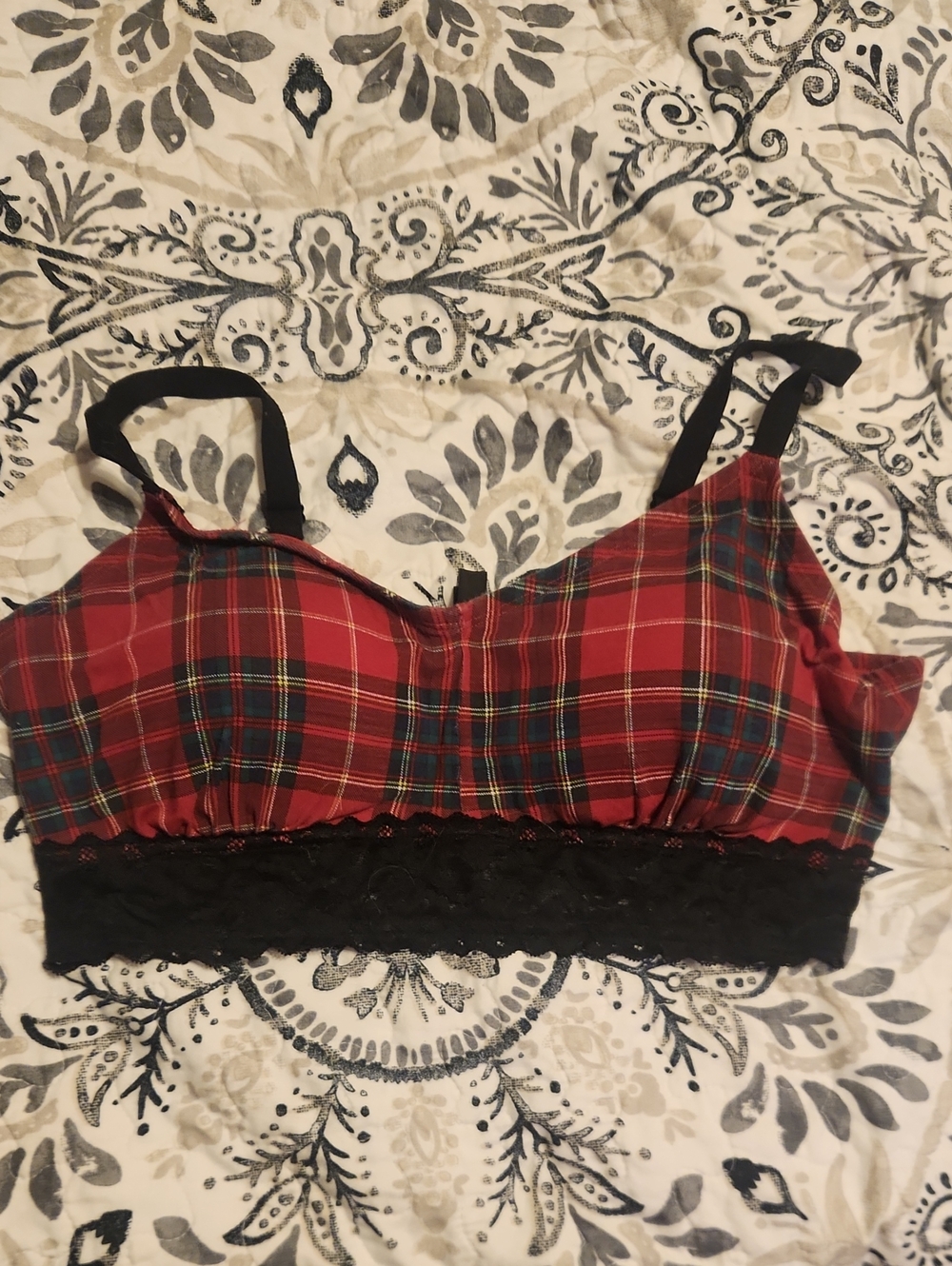 Torrid Plaid And Lace Wireless Lined Bralette
